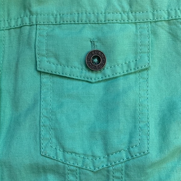 L.L. Bean sea foam mint green linen cotton button down spring jacket - Picture 3 of 6
